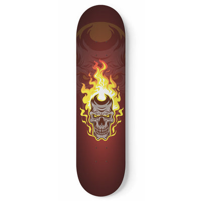 Flaming Skull Skateboard (No Wheels)