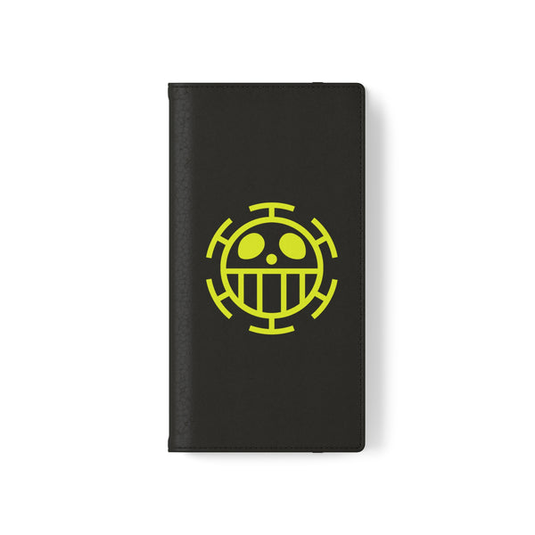 One Piece Trafalgar Law Flag Emblem Wallet Phone Case (Black)