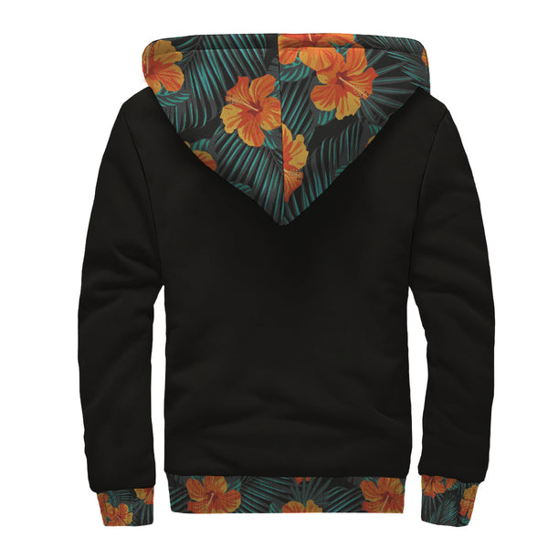 Flower Design #3 Sherpa Hoodie Blanket - Black Rukh